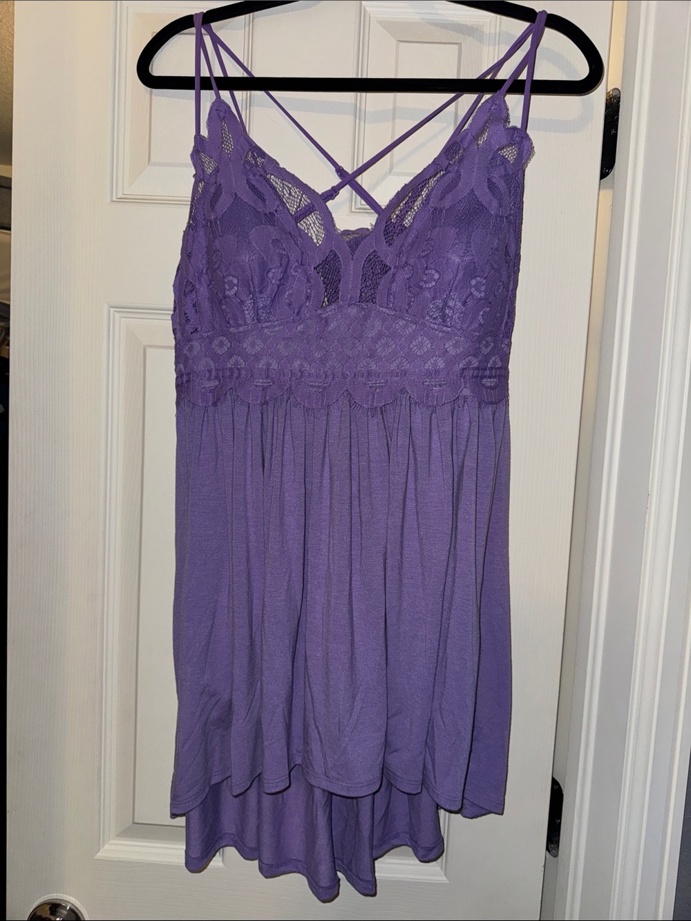 Zenana Outfitters Lavender Lace Trim Tank Dress